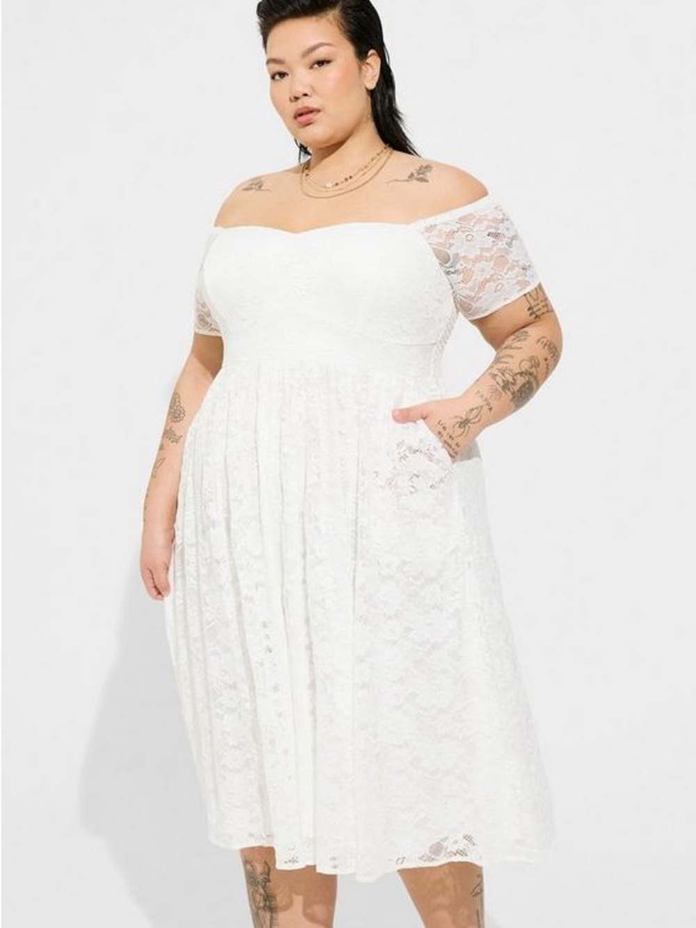 Torrid White Lace Overlay Sweetheart Midi Dress - New - Size 18/20 (2)